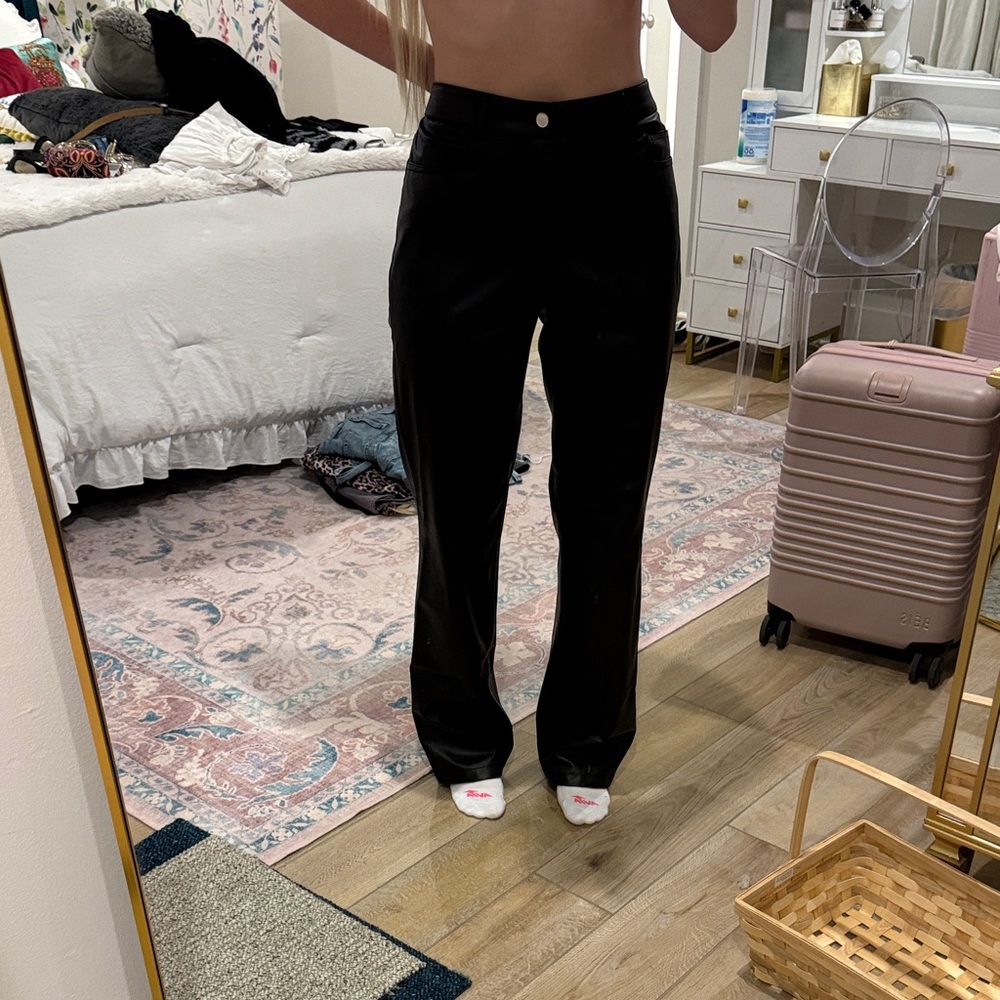 Elegant Black Zara Leather Women's Pants